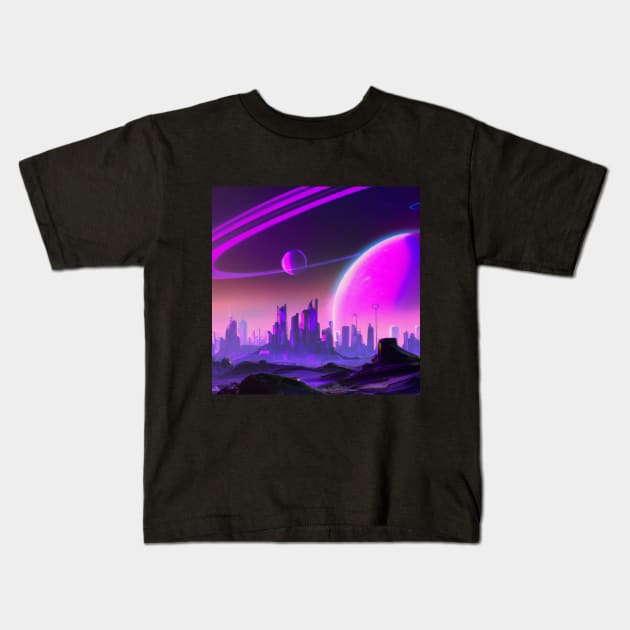 Alien City Kids T-Shirt by ElectricPeacock